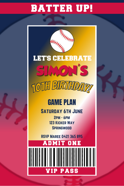 Atlanta Braves Birthday Invitation