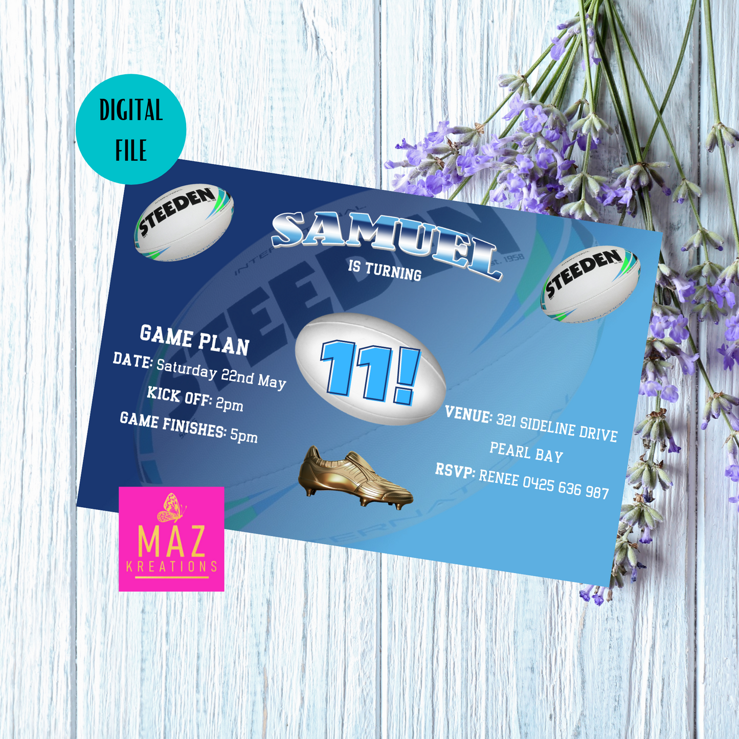 NSW Blues themed Birthday Invitation