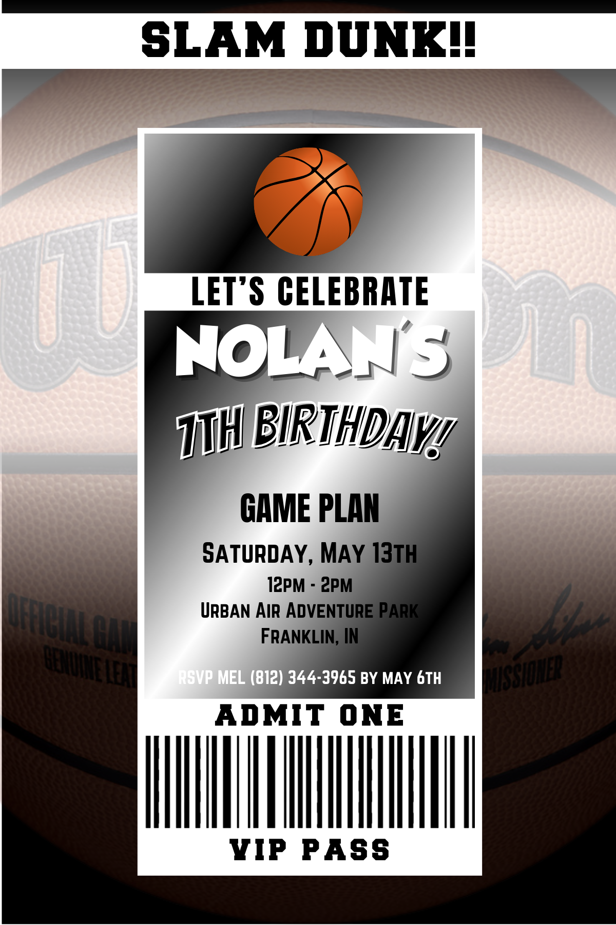 Brooklyn Nets VIP Pass Birthday Invitation