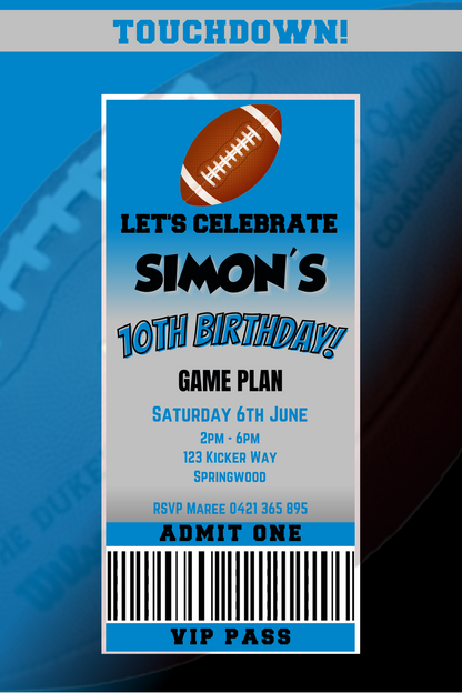 Carolina Panthers Birthday Invitation