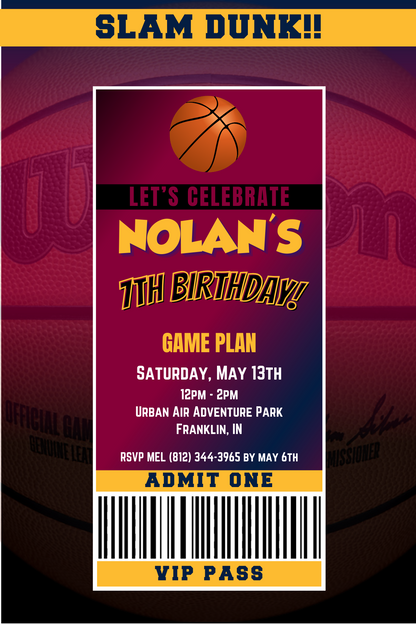 Cleveland Cavaliers VIP Pass Birthday Invitation