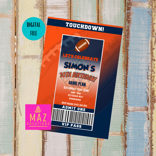 Denver Broncos Birthday Invitation