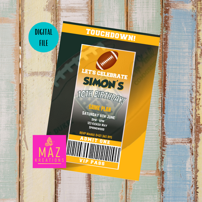 Green Bay Packers Birthday Invitation