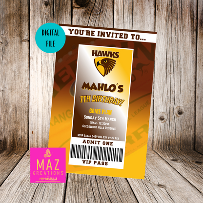 Hawthorn Hawks Birthday Invitation