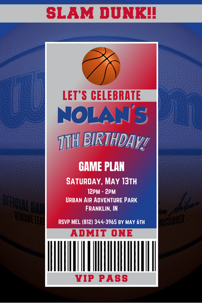 Los Angeles Clippers VIP Pass Birthday Invitation