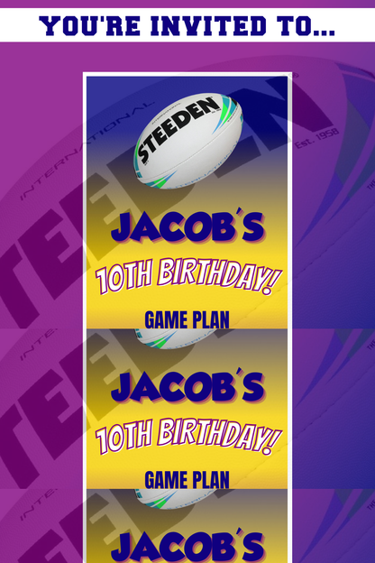 Melbourne Storm themed VIP Pass Birthday Invitation