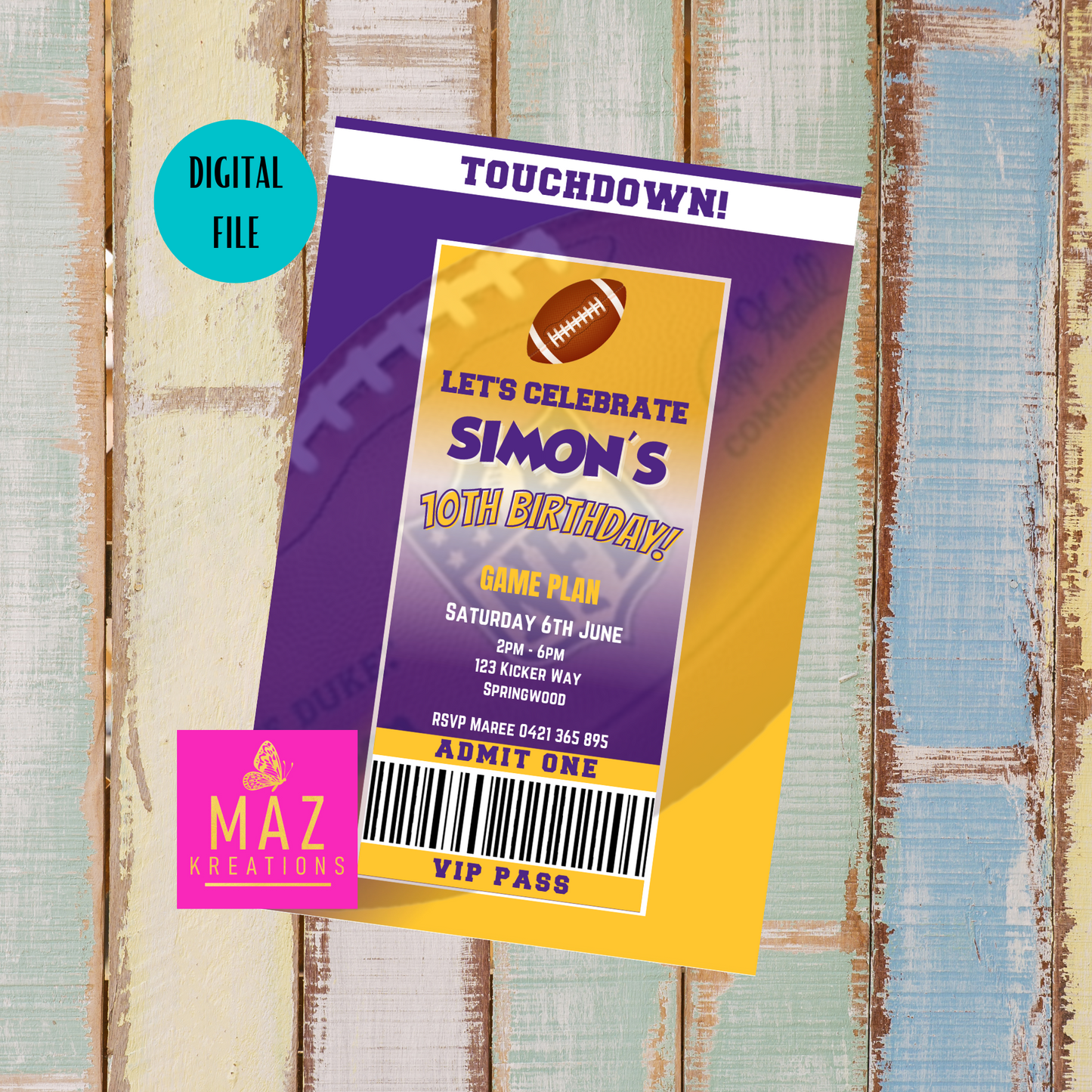 Minnesota Vikings Birthday Invitation