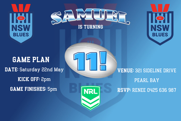 NSW Blues Birthday Invitation – Maz Kreations