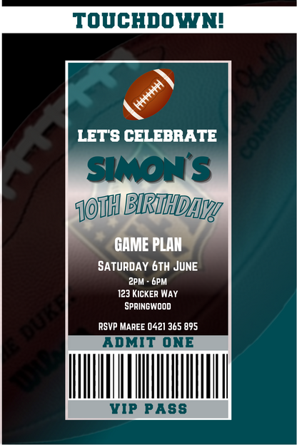 philadelphia eagles Custom Party Ticket Invitations Birthday