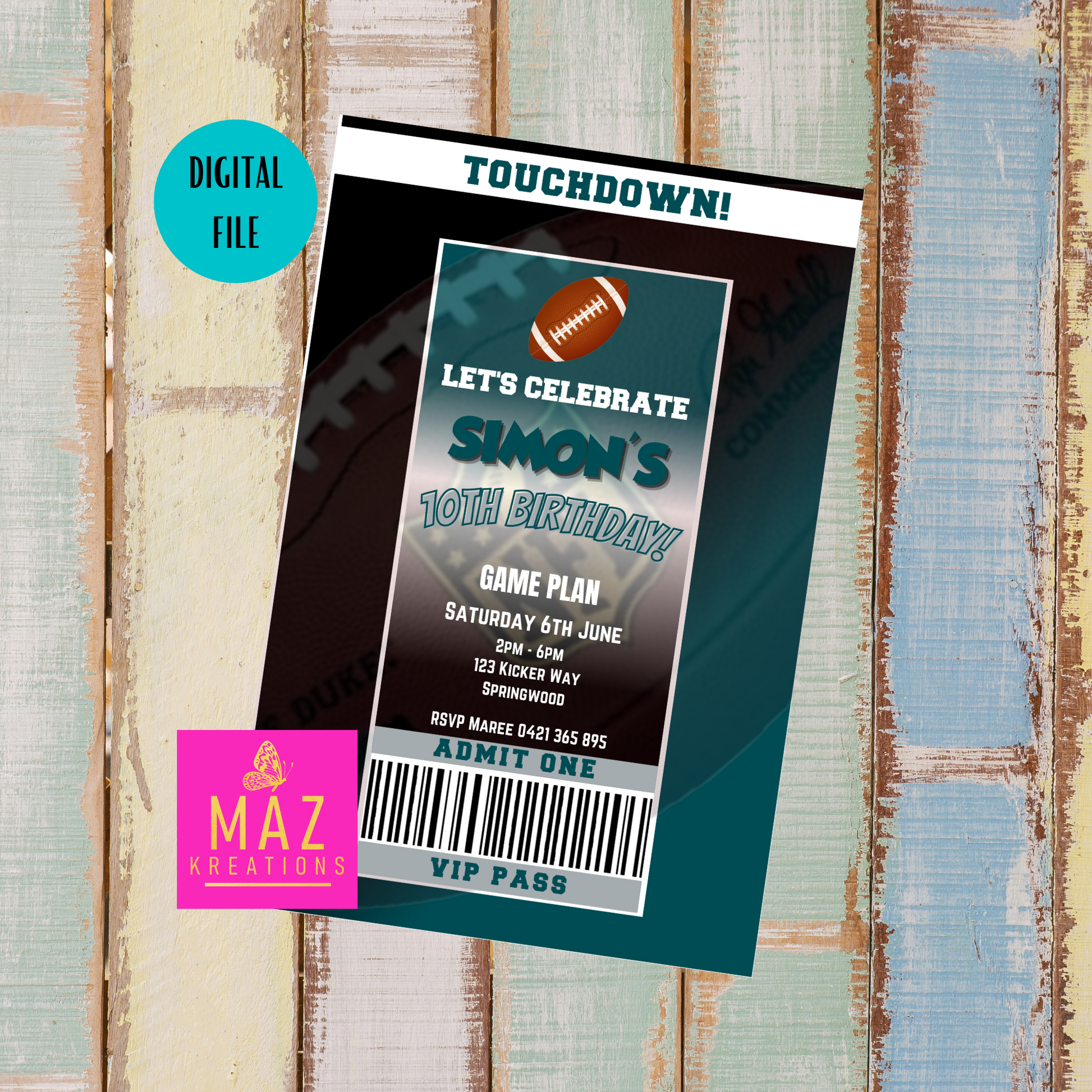 philadelphia eagles Custom Party Ticket Invitations Birthday  Ticket party  invitations, Ticket invitation birthday, Custom party