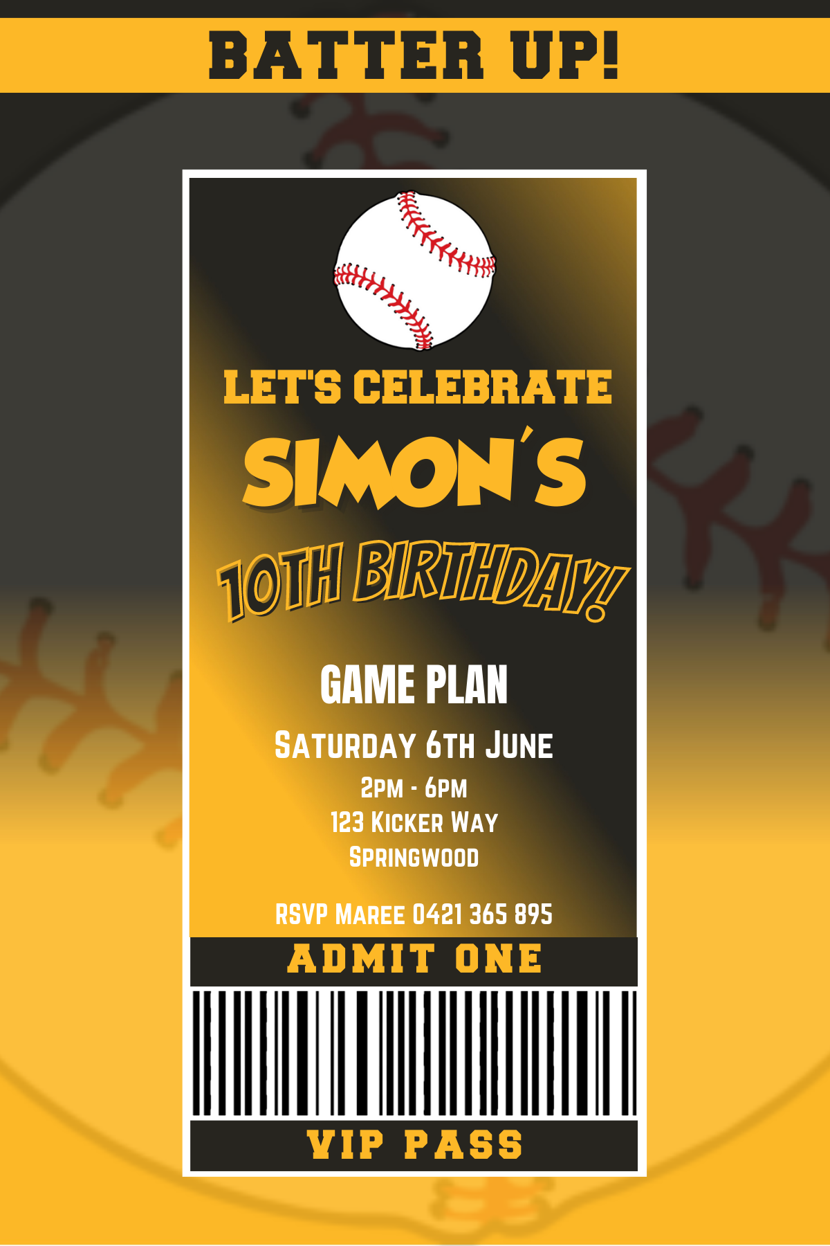 Pittsburgh Pirates Birthday Invitation