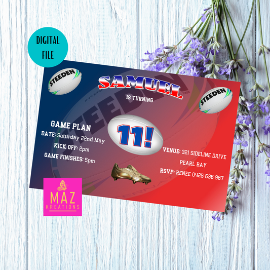 Sydney Roosters Birthday Invitation