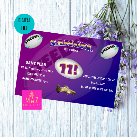 Melbourne Storm themed Birthday Invitation