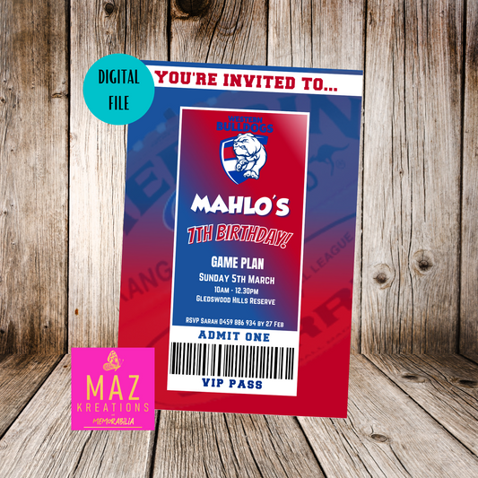 Western Bulldogs Birthday Invitation