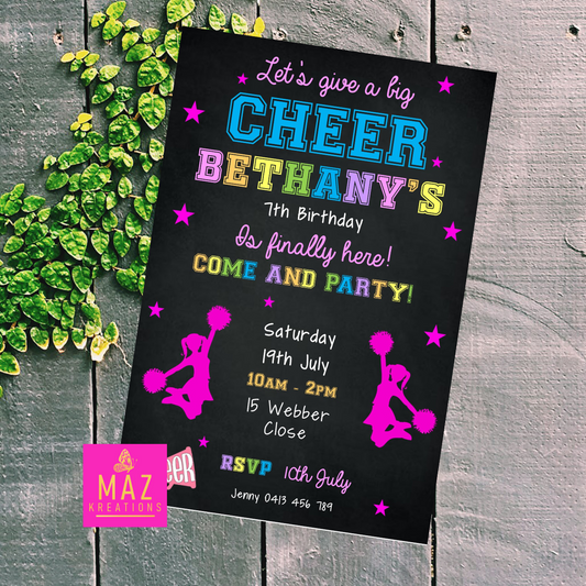 Cheerleading Birthday Invitation