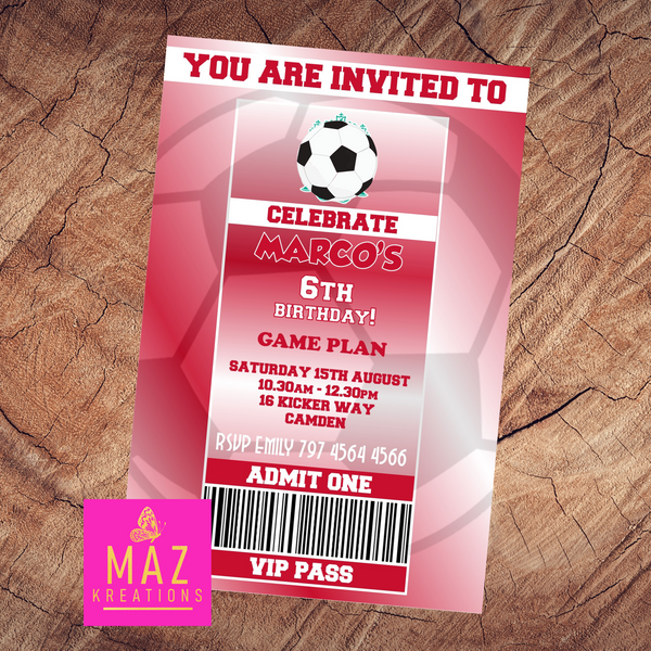 Liverpool themed Birthday Invitation – Maz Kreations