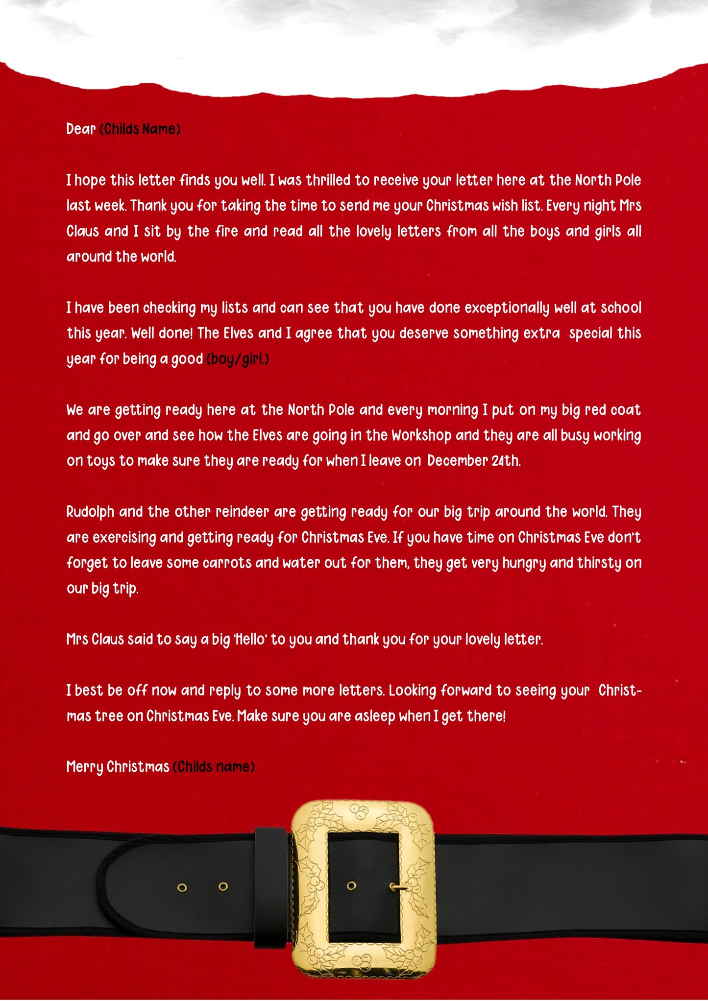 Letter from Santa - Santas Big Red Suit