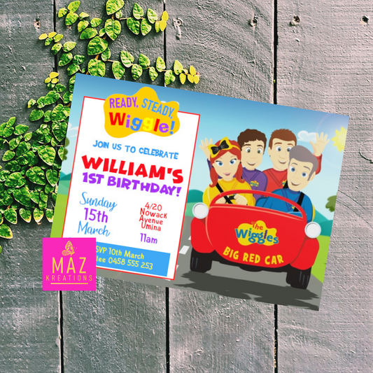 The Wiggles Big Red Car Birthday Invitation